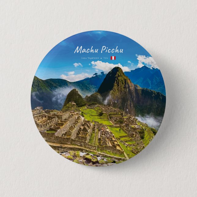 Machu Picchu, Peru - Inka-Stadt Ruinen Button (Vorderseite)