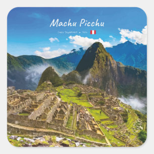 Machu Picchu, Peru - Inka-Stadt Ruinen Quadratischer Aufkleber
