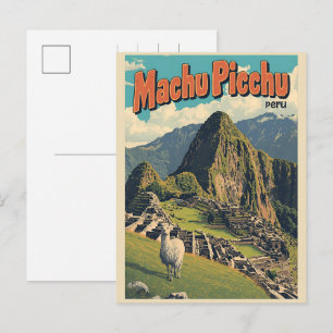 Machu Picchu Peru Lama Bergansichten Geschenke Feiertagspostkarte