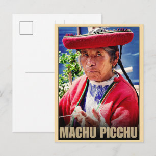 Machu Picchu Peru lokale alte Frau Geschenke Feiertagspostkarte