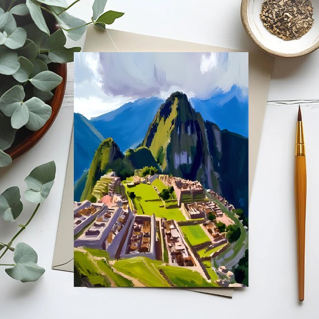 Machu Picchu Peru Malerei Postkarte (Von Creator hochgeladen)