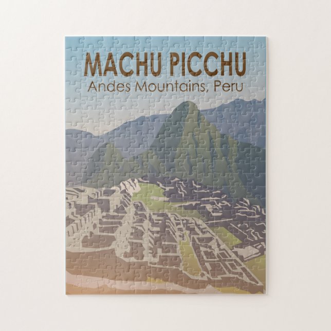 Machu Picchu Peru Reisekunst Vintag Puzzle (Vertikal)