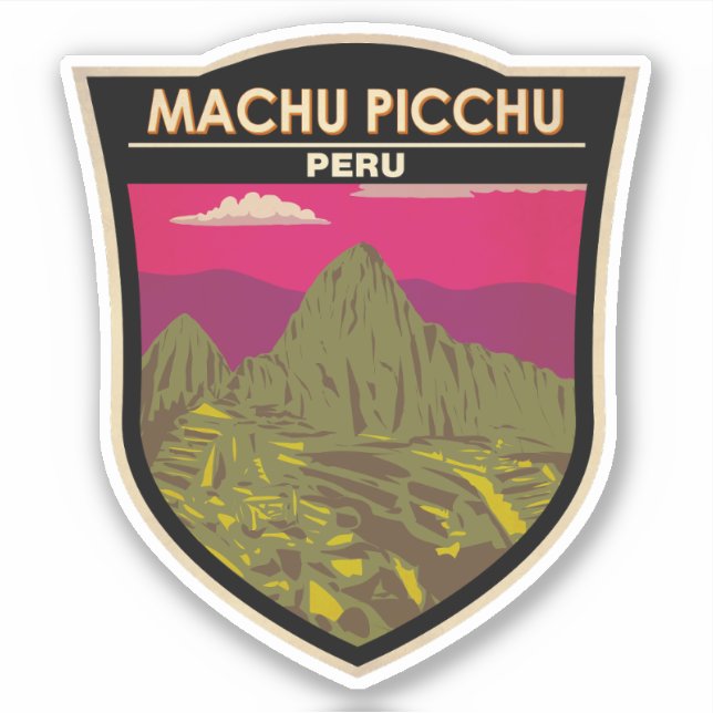 Machu Picchu Peru Reisen Art Retro Aufkleber (Vorderseite)