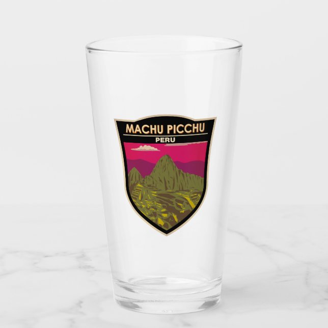 Machu Picchu Peru Reisen Art Retro Glas (Vorderseite)