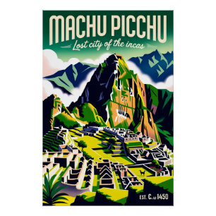 Machu Picchu Peru Retro-Reiseplakat-Kunst Poster