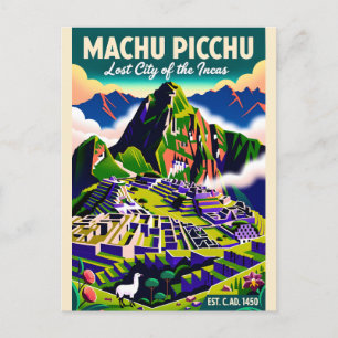 Machu Picchu Peru Retro-Reiseplakat-Kunst Postkarte