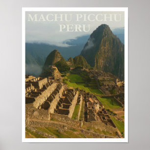 Machu Picchu Peru Retro Vintage Travel Poster
