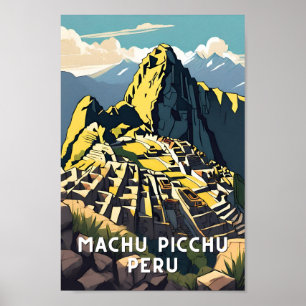 Machu picchu peru vintage Reise Spitze Latino Retr Poster