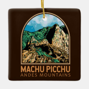 Machu Picchu Peru Vintages Emblem Keramikornament