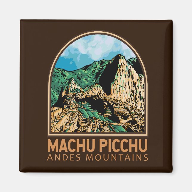 Machu Picchu Peru Vintages Emblem Magnet (Vorne)