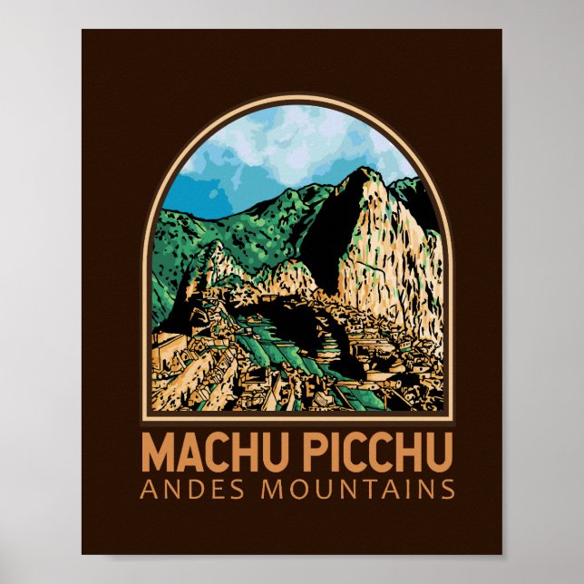 Machu Picchu Peru Vintages Emblem Poster (Vorne)
