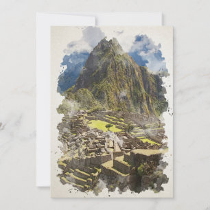 Machu Picchu Peru Wasserfarbenkunst Einladung