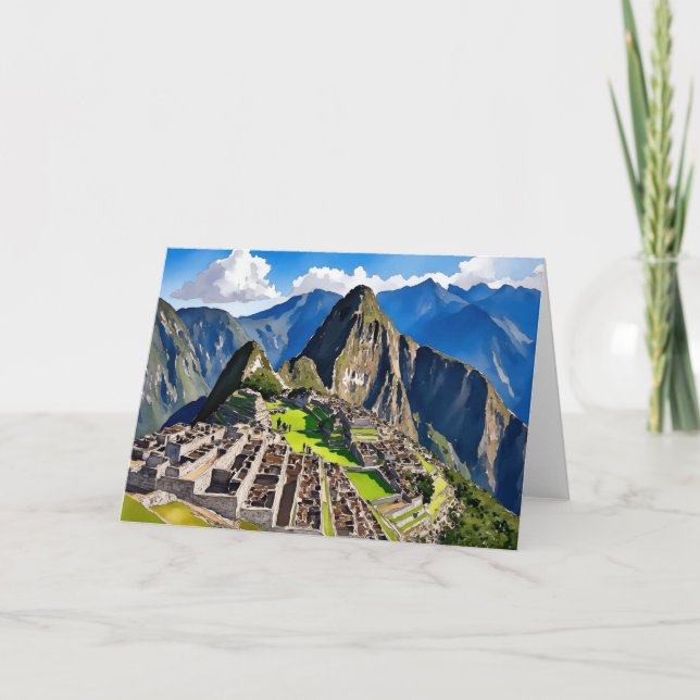 Machu Picchu Peru Watercolor Karte (Vorderseite)