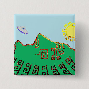 Machu Picchu Peru Zeichnung Button