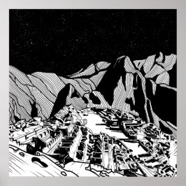 Machu Picchu Schwarzweißlandschaft Poster
