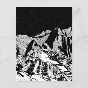 Machu Picchu Schwarzweißlandschaft Postkarte