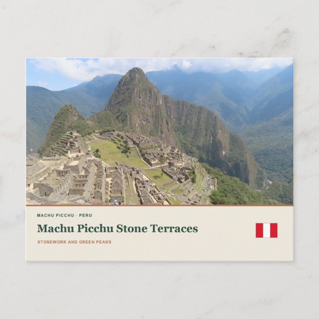 Machu Picchu Steinterrassen Postkarte (Vorderseite)