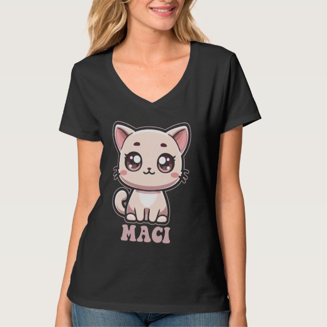 Maci Niedlich Kitty Cat Design für Mädchen Name Ma T-Shirt (Vorderseite)