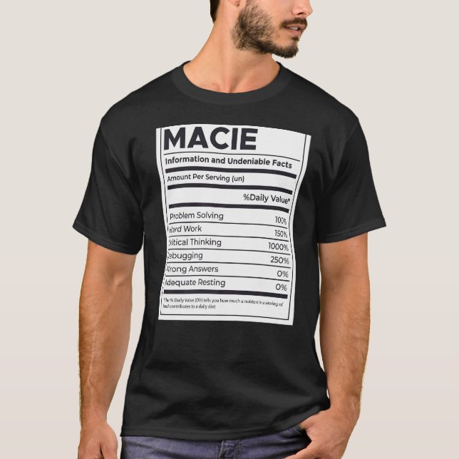 Macie Nutrition Information Problem lösen hartes W T-Shirt (Vorderseite)
