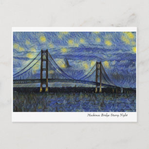 Macinac Bridge Starry Night Postkarte