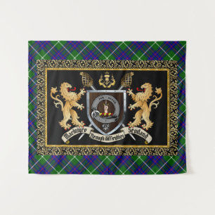 MacIntyre Clan Abzeichen & Motto mit Löwen Wandteppich