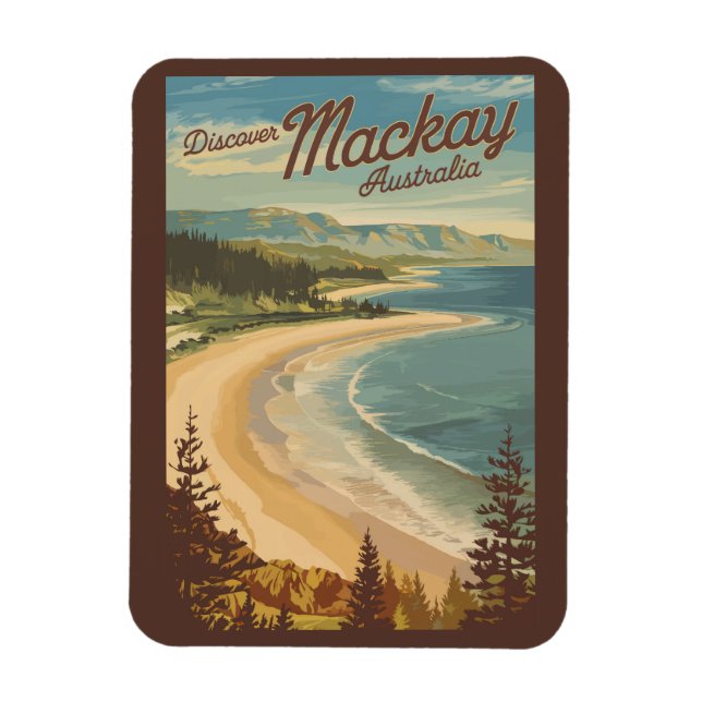 Mackay Australia Illustration Travel Art Vintag Magnet (Vertikal)
