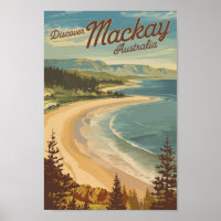 Mackay Australia Illustration Travel Art Vintag