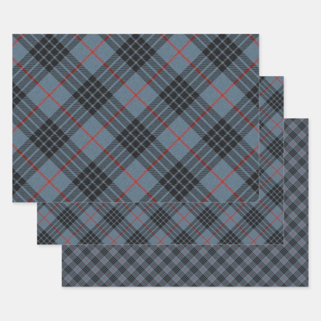 MacKay Blue Tartan Kariertes Muster Geschenkpapier Set (Set)