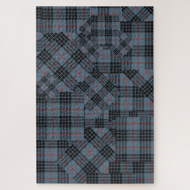 MacKay Blue Tartan Kariertes Patchwork Puzzle (Vertikal)