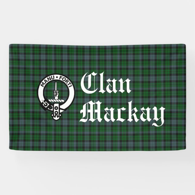 Mackay Crest Badge and Tartan Banner (Horizontal)
