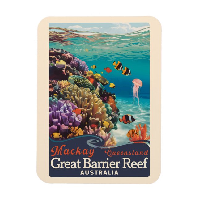 Mackay Great Barrier Reef Reisen Vintag Magnet (Vertikal)