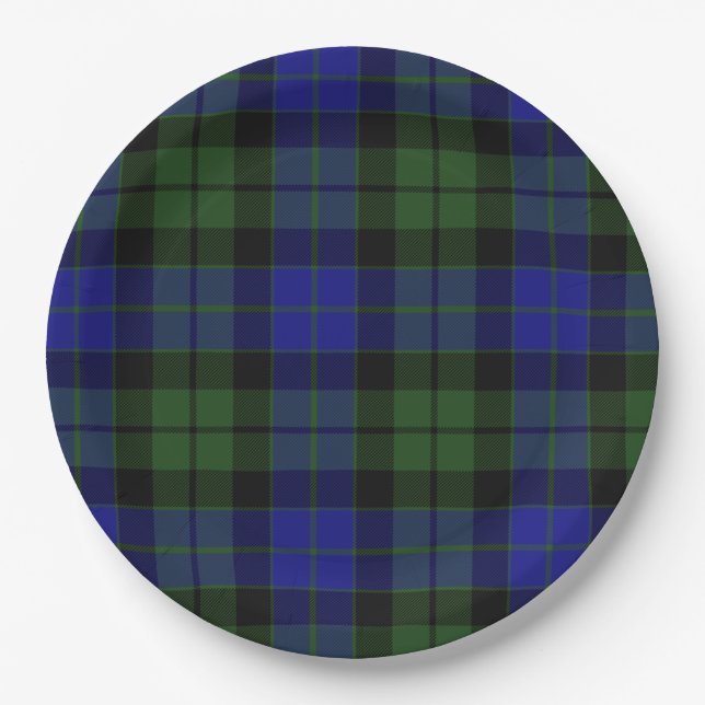 MacKay Green Scottish Clan Tartan Kariert Pappteller (Vorderseite)