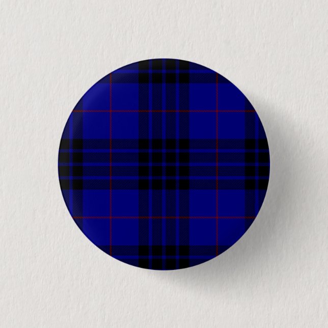 MacKay Tartan Blau kariert Button (Vorderseite)