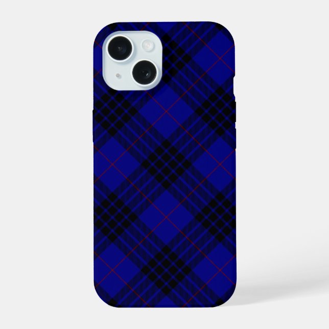 MacKay Tartan Blau kariert iPhone 15 Hülle (Rückseite)
