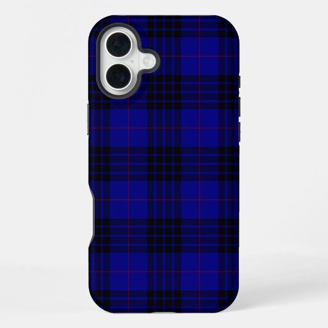 MacKay-Tartan blau-schwarzes Karo iPhone Hülle (Rückseite)