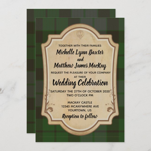 MacKay Tartan Hochzeitseinladung Einladung (Vorne/Hinten)