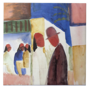 Macke - Auf der Straße, Aquarellmalerei, Fliese