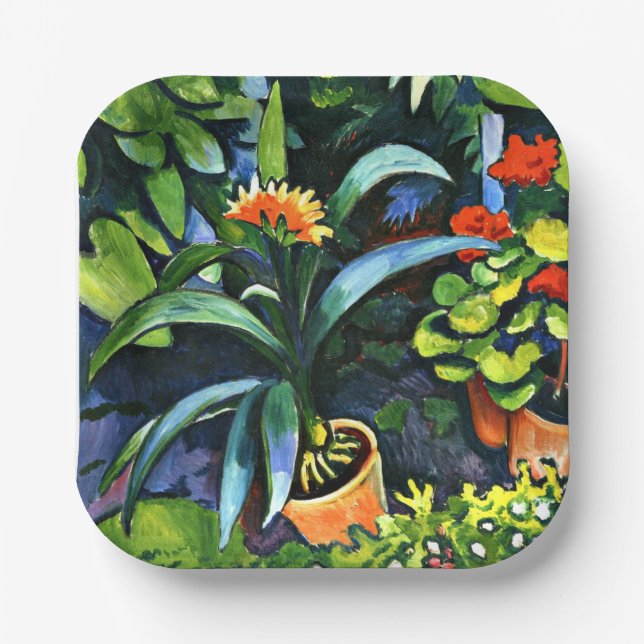 Macke - Blume im Garten Pappteller (Vorderseite)
