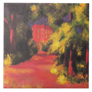 Macke - Rotes Haus in Park, Fliese