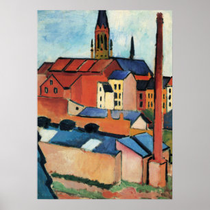 Macke - St. Mary's with Houses and Chimney (Bonn)  Poster