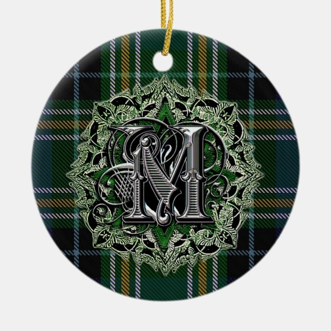 MacKellar Clan-karierte Monogrammverzierung Keramik Ornament (Vorne)