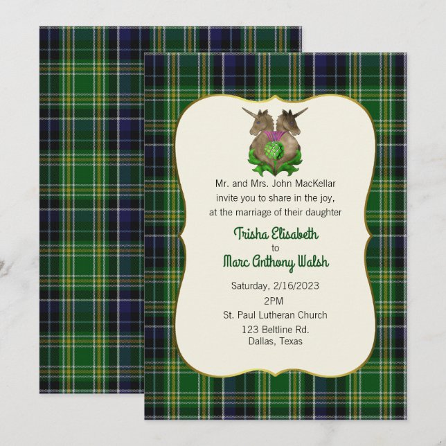 MacKellar Clan Scottish Symbols Wedding Einladung (Vorne/Hinten)