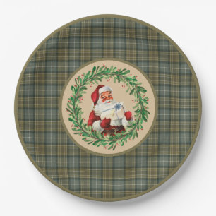 MacKellar Clan Tartan und Santa Wreath Pappteller