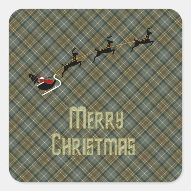 MacKellar Weathered Scottish Tartan Quadratischer Aufkleber (Vorderseite)