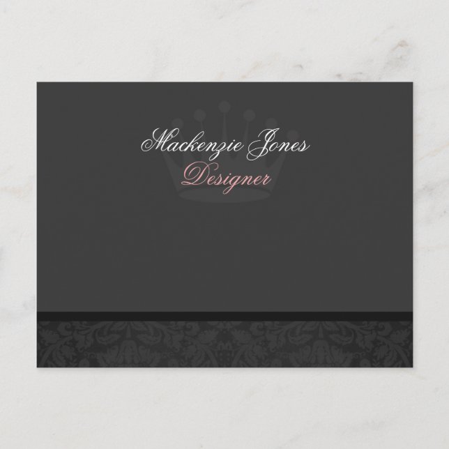 Mackenzie #1 Black Damask Chic Bowcard Postkarte (Vorderseite)