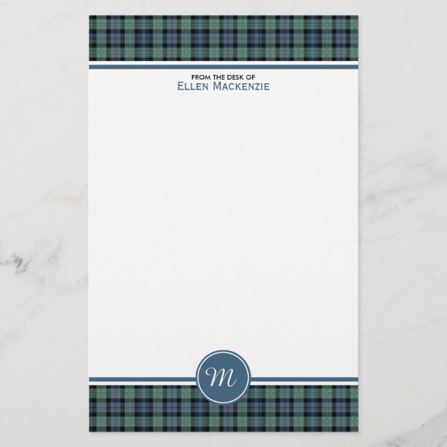 Mackenzie Clan Ancient Tartan Monogram Stationery Briefpapier (Vorderseite)