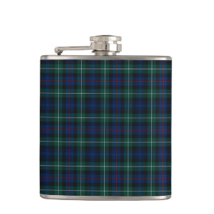 Mackenzie Clan Tartan Navy Blau und Grün Kariert Flachmann