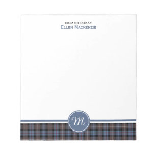 Mackenzie Clan Weathered Tartan Monogram Note Pad Notizblock