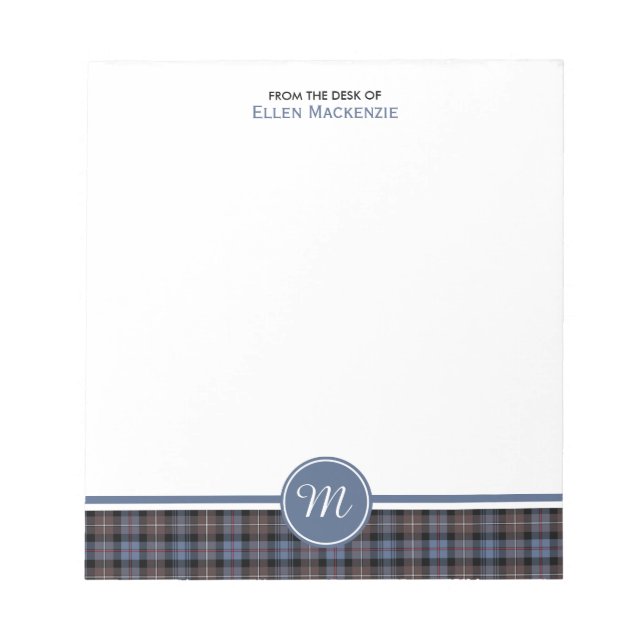 Mackenzie Clan Weathered Tartan Monogram Note Pad Notizblock (Vorderseite)