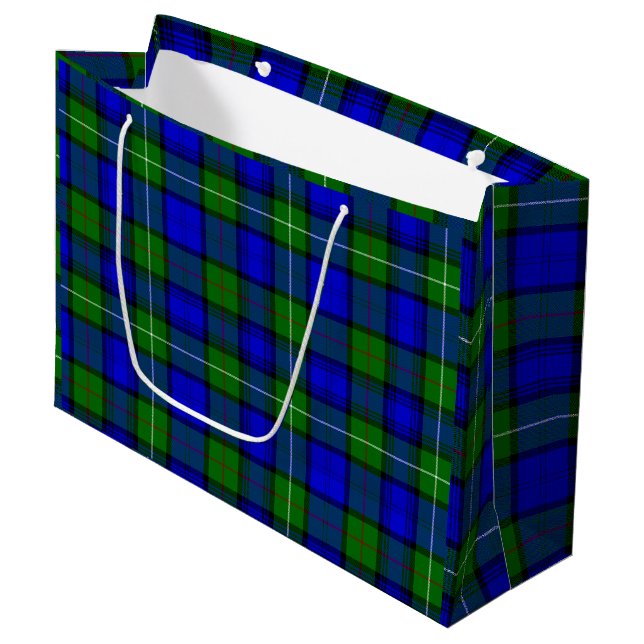 MacKenzie tartan blau kariert Große Geschenktüte (Vorderseite Schrägansicht)